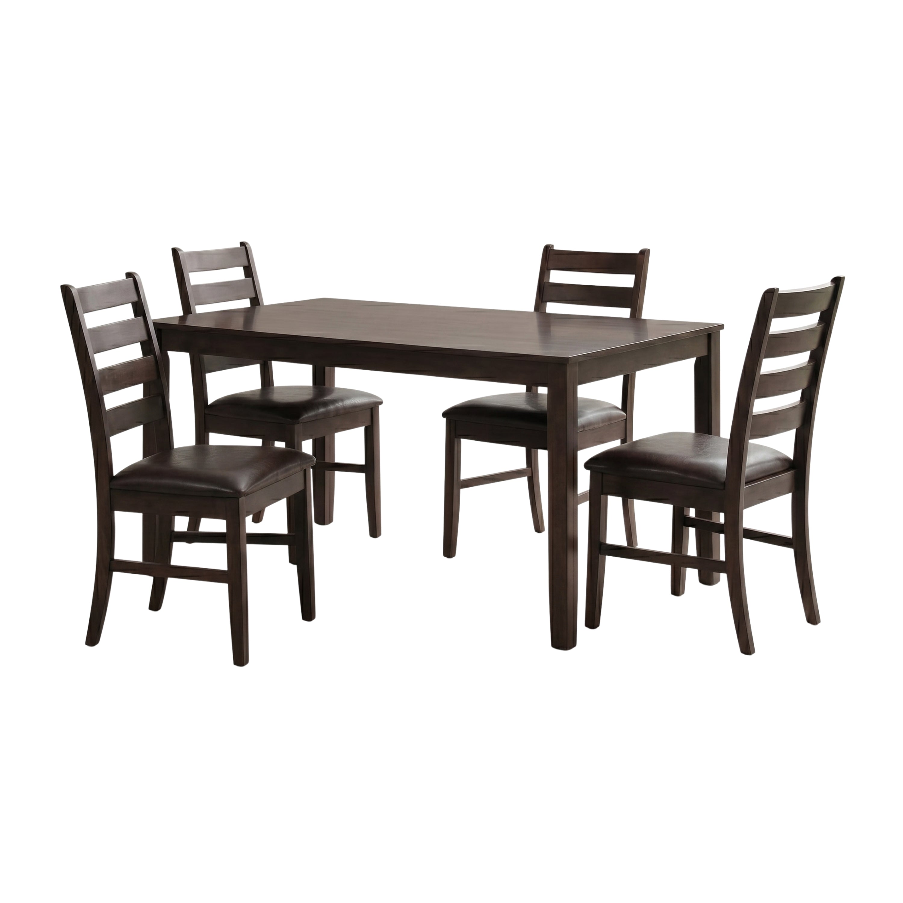 Monroe 5-Piece Dining Set - Dark Brown 47" Rectangular Table-Dining Set-DECOROLALA