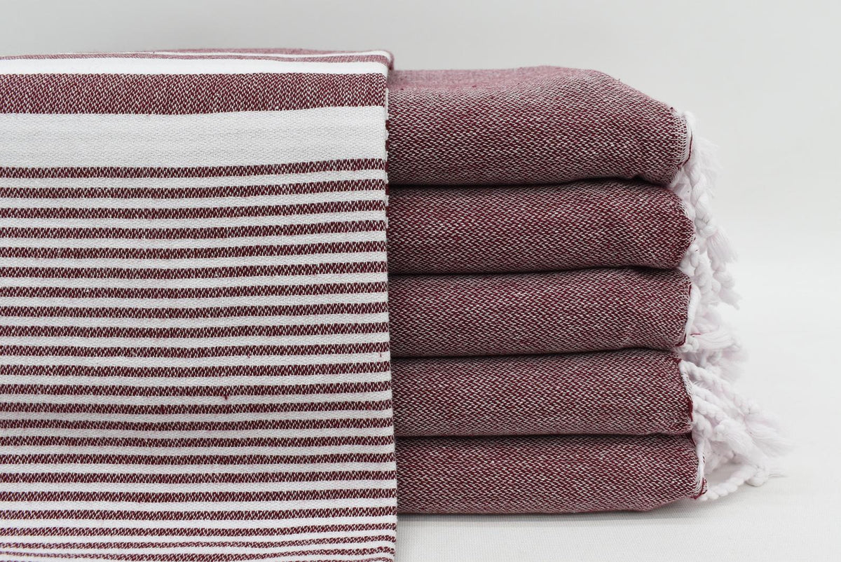 Monte Carlo Burgundy Turkish Towel 40"x70"-Bath Towels-DECOROLALA