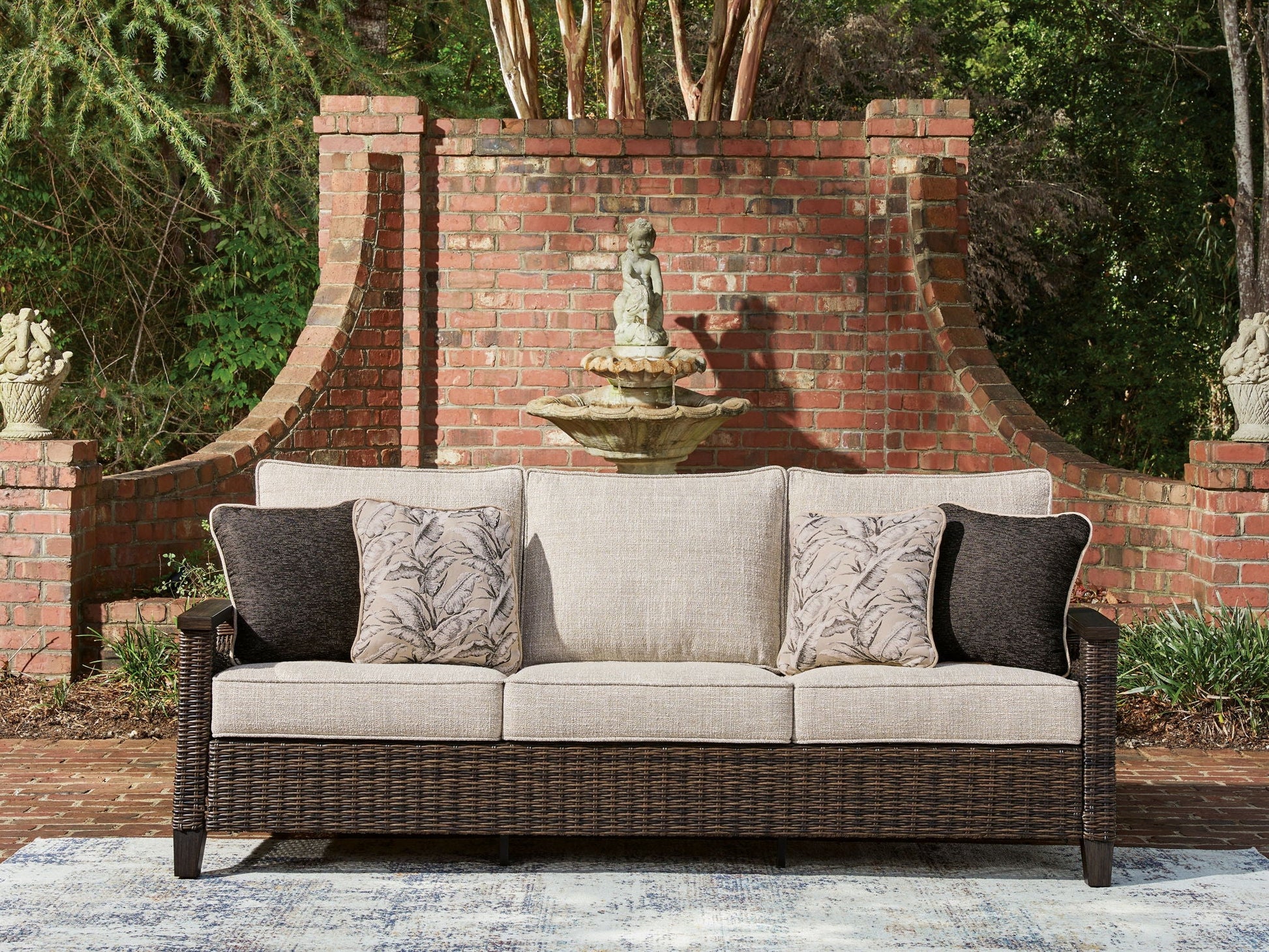 Monterey Point Outdoor Sofa - Dark Brown Wicker-Sofas-DECOROLALA