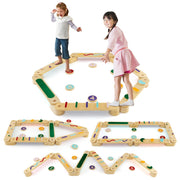 Ensemble de poutre d’équilibre Montessori, planches d’équilibre en bois avec pierres d’équilibre