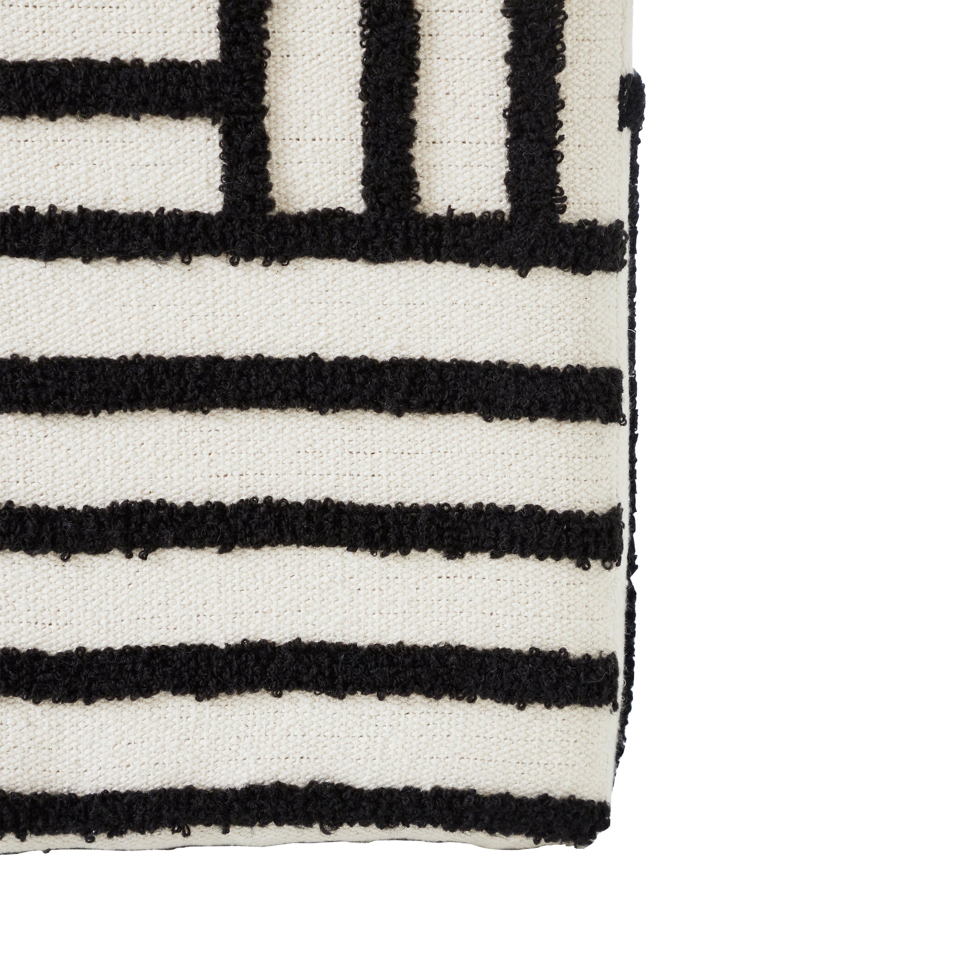 Monti Indoor Cotton Canvas Cube Ottoman, Black-Cube Ottoman-DECOROLALA