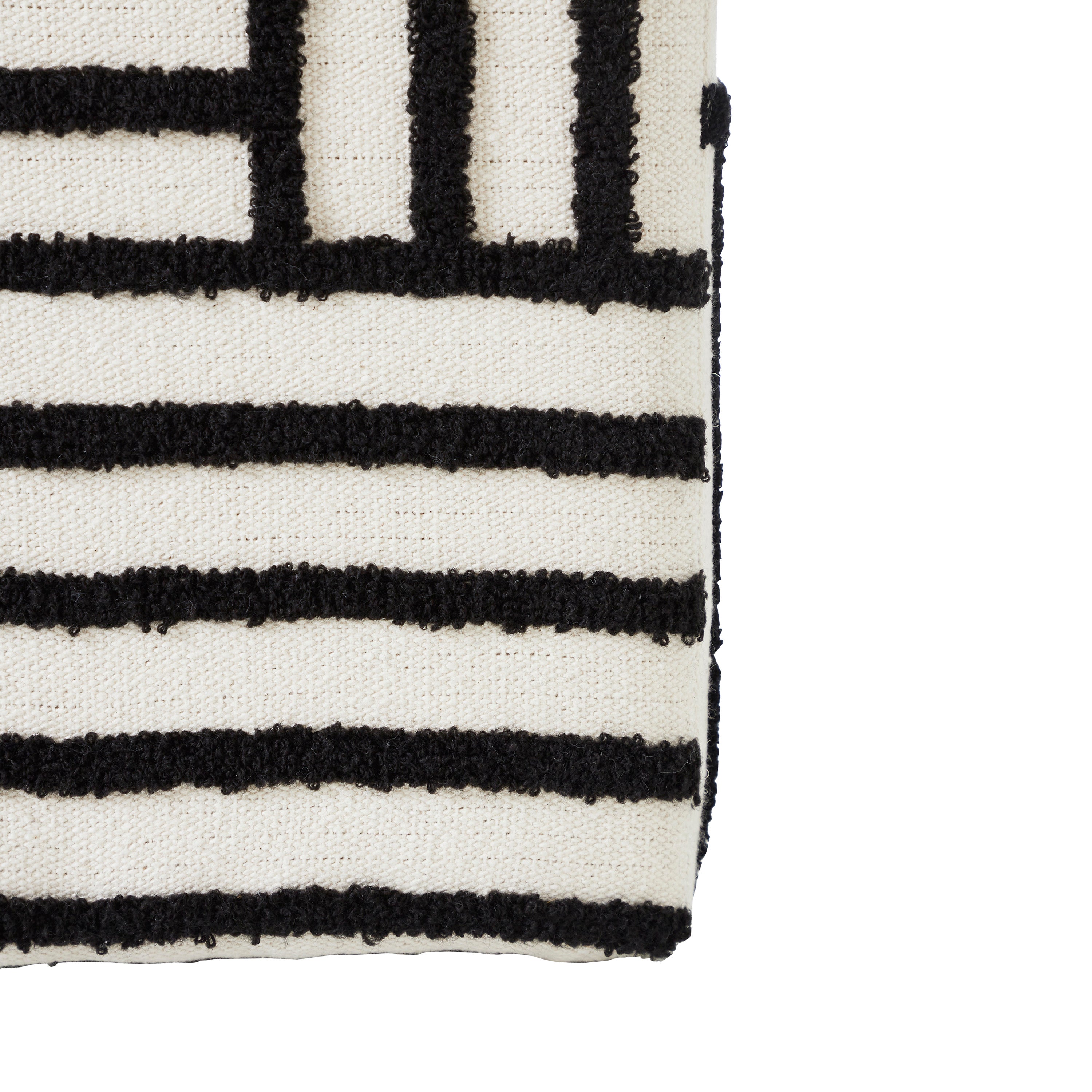 Monti Indoor Cotton Canvas Cube Ottoman, Black-Cube Ottoman-DECOROLALA