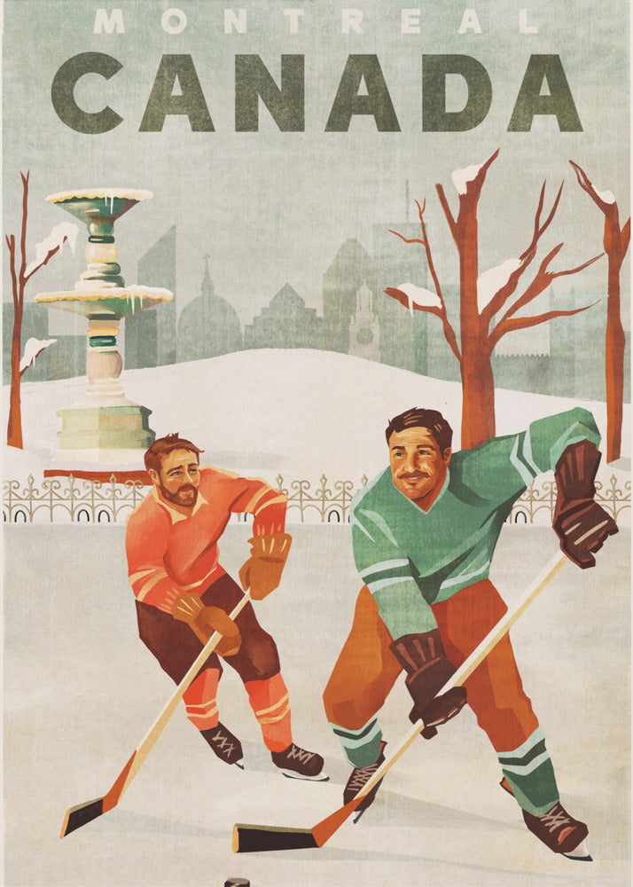 Montreal Canada Pond Hockey Guys-canvas-DECOROLALA