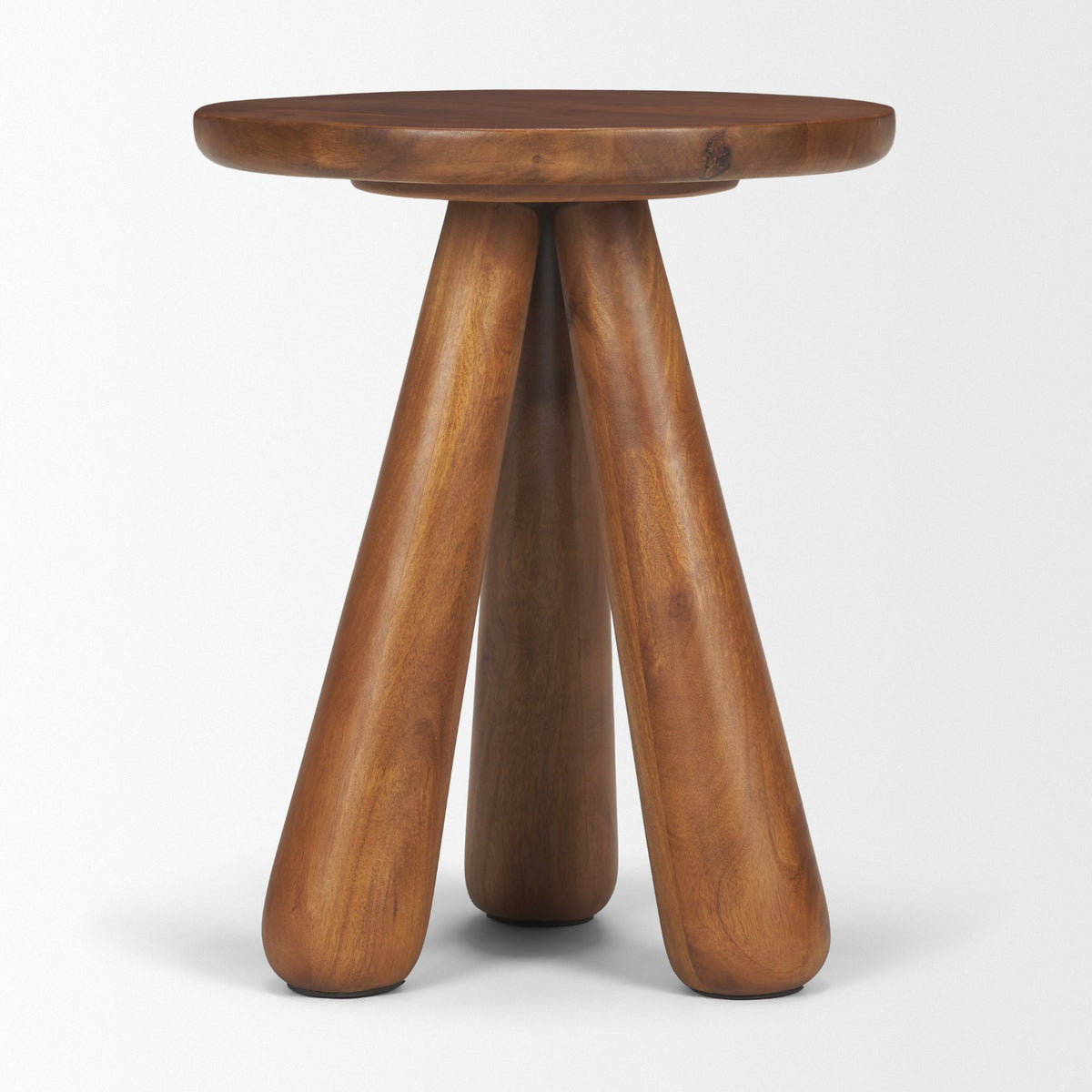 Mora Medium Brown Wood 3-Legged Accent Table-Accent Tables-DECOROLALA
