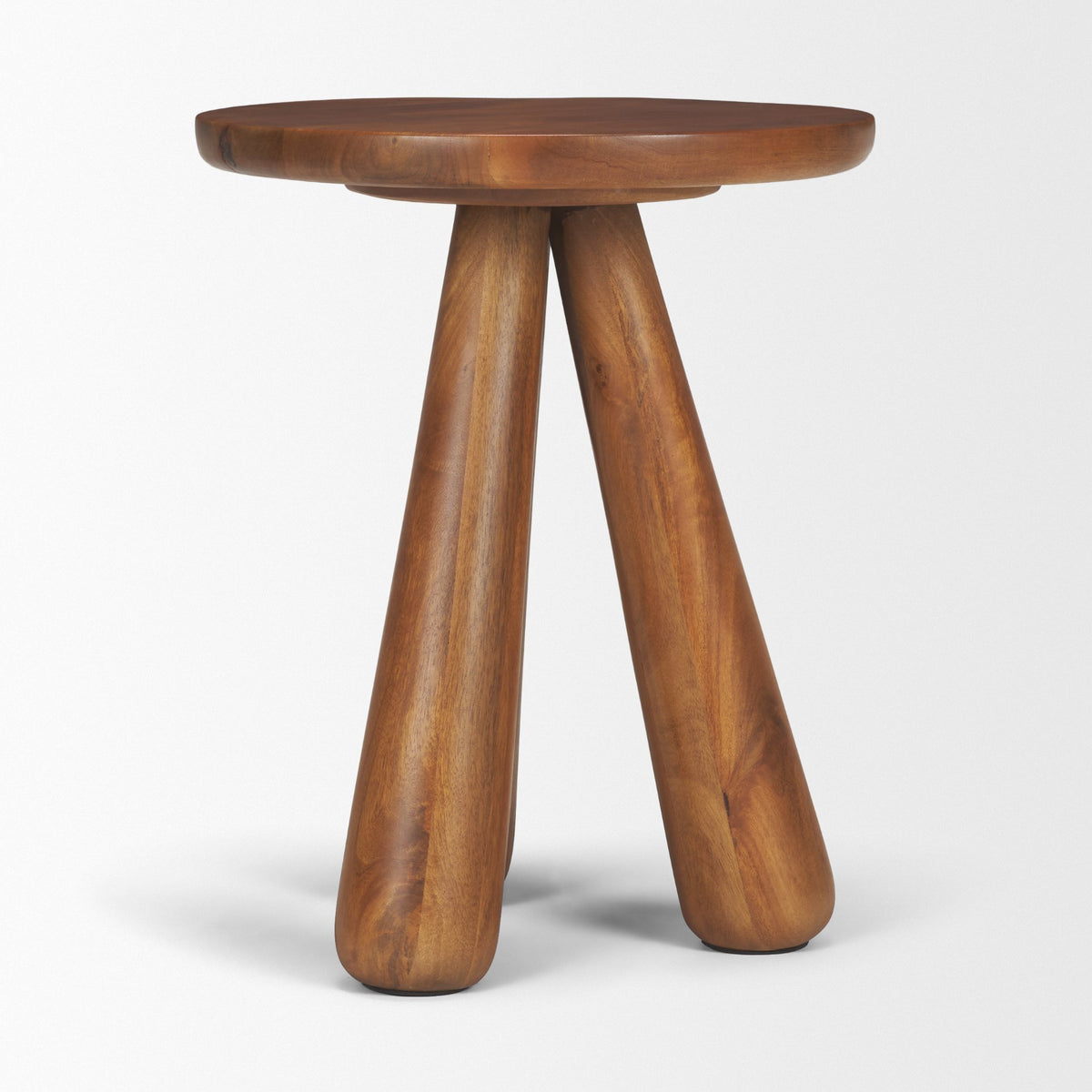 Mora Medium Brown Wood 3-Legged Accent Table-Accent Tables-DECOROLALA