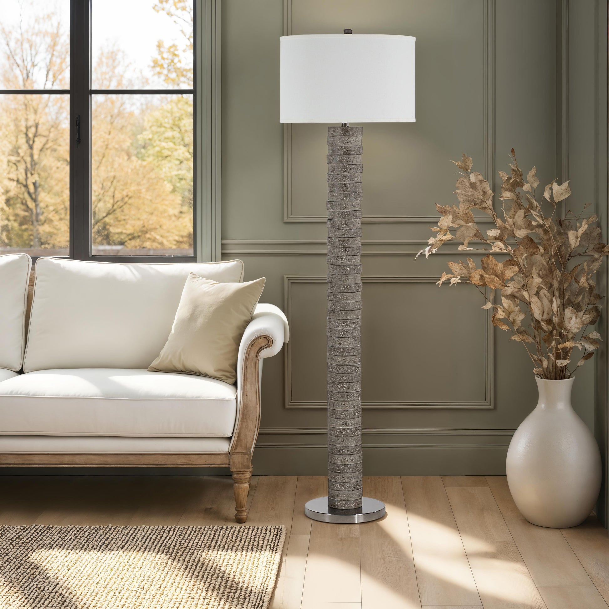 Moringa 72.0" Height Floor Lamps, Warm Charcoal Grey-Floor Lamp-DECOROLALA