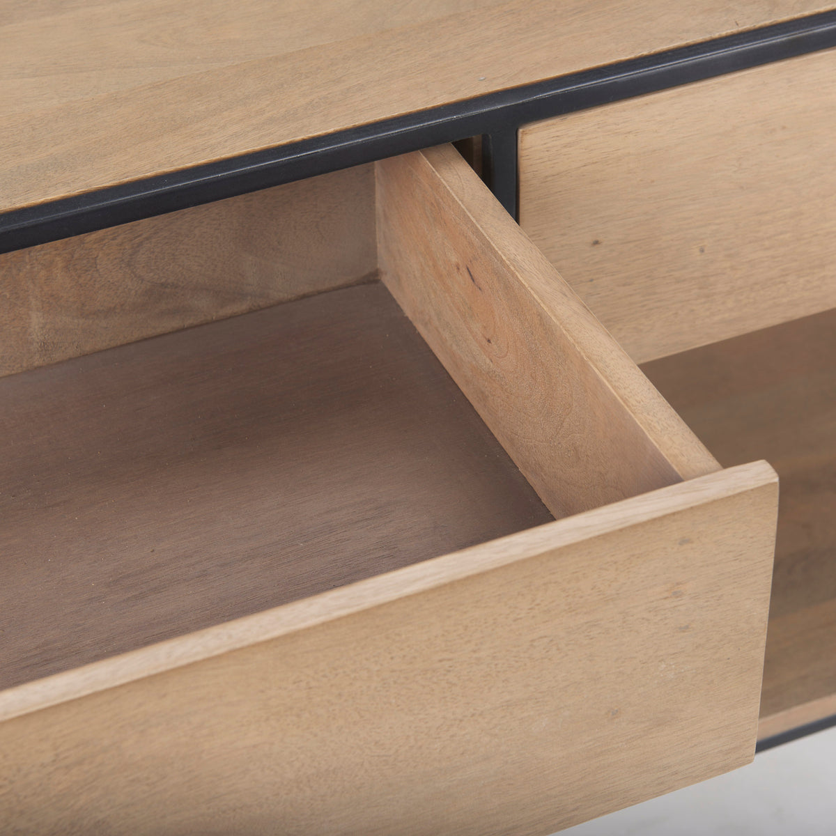 Morris I 63L x 15W x 31H Wood w/ Silver Metal Frame 2 Drawer Console Table-Media Console-DECOROLALA
