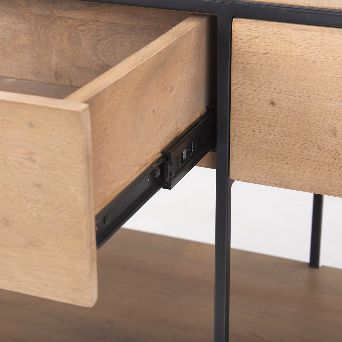 Morris I 63L x 15W x 31H Wood w/ Silver Metal Frame 2 Drawer Console Table-Media Console-DECOROLALA