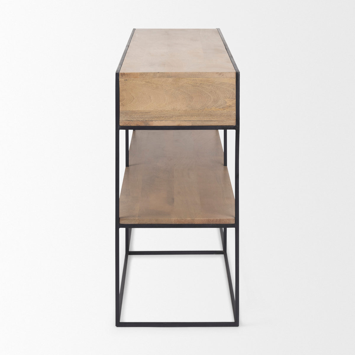 Morris I 63L x 15W x 31H Wood w/ Silver Metal Frame 2 Drawer Console Table-Media Console-DECOROLALA