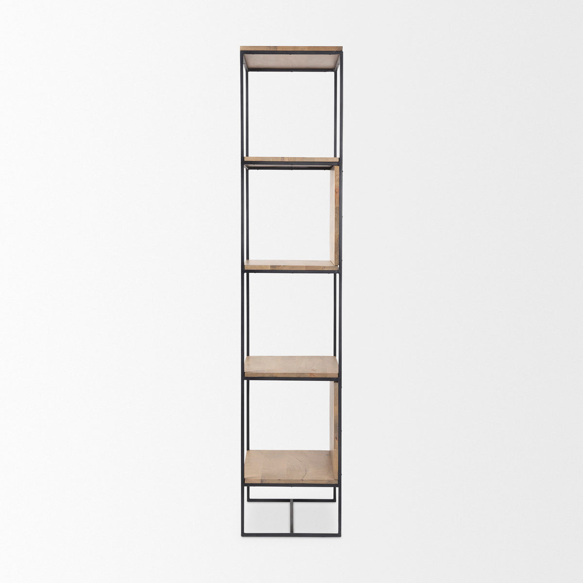 Morris II 19.75 x 15 x 72.5 Wood and Silver Metal Frame 4 Shelf Shelving Unit-Shelving-DECOROLALA