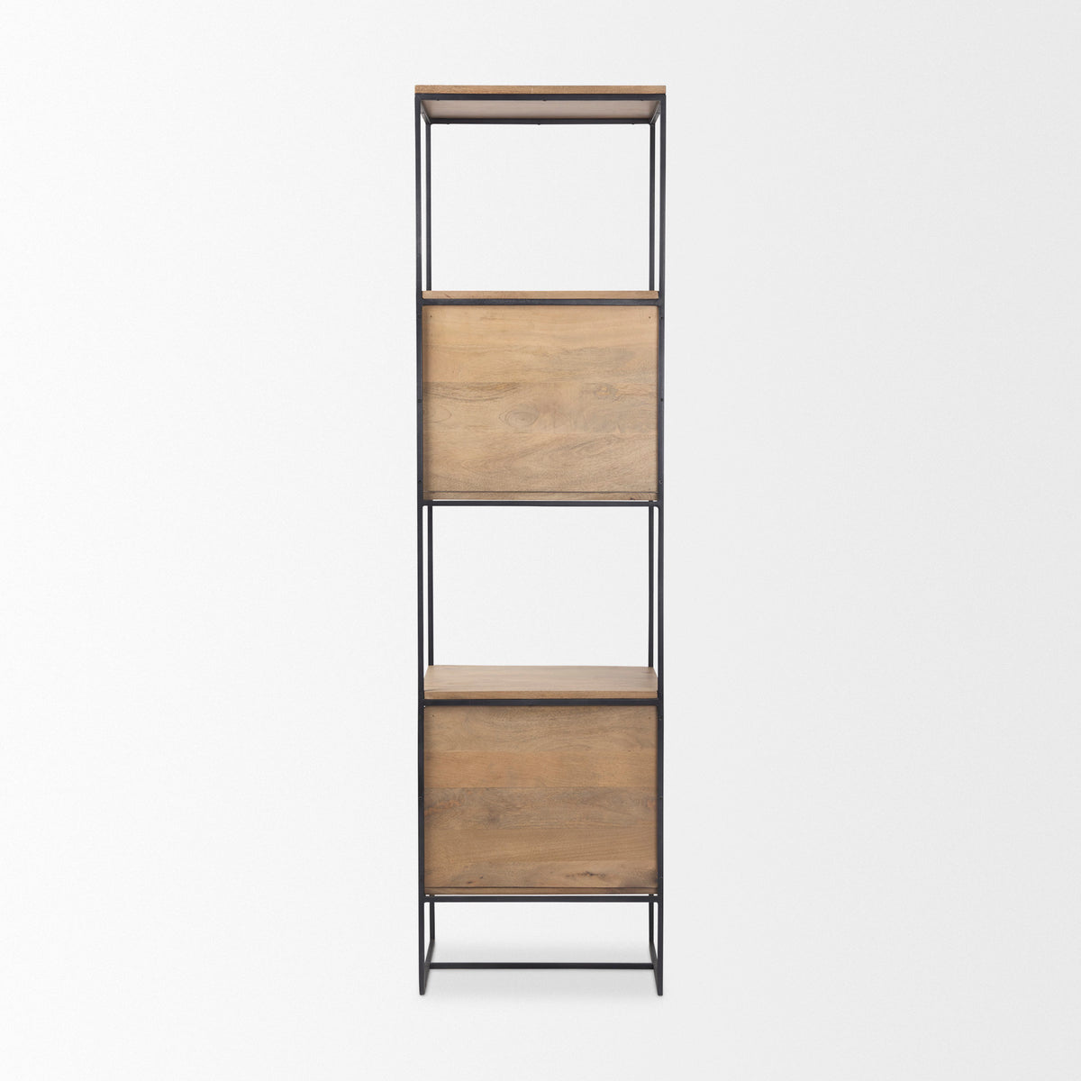 Morris II 19.75 x 15 x 72.5 Wood and Silver Metal Frame 4 Shelf Shelving Unit-Shelving-DECOROLALA