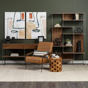 Morris III 47.25 X 15 X 75.5 Brown Wood and Silver Metal Frame 6 Shelf Shelving Unit-Shelving-DECOROLALA