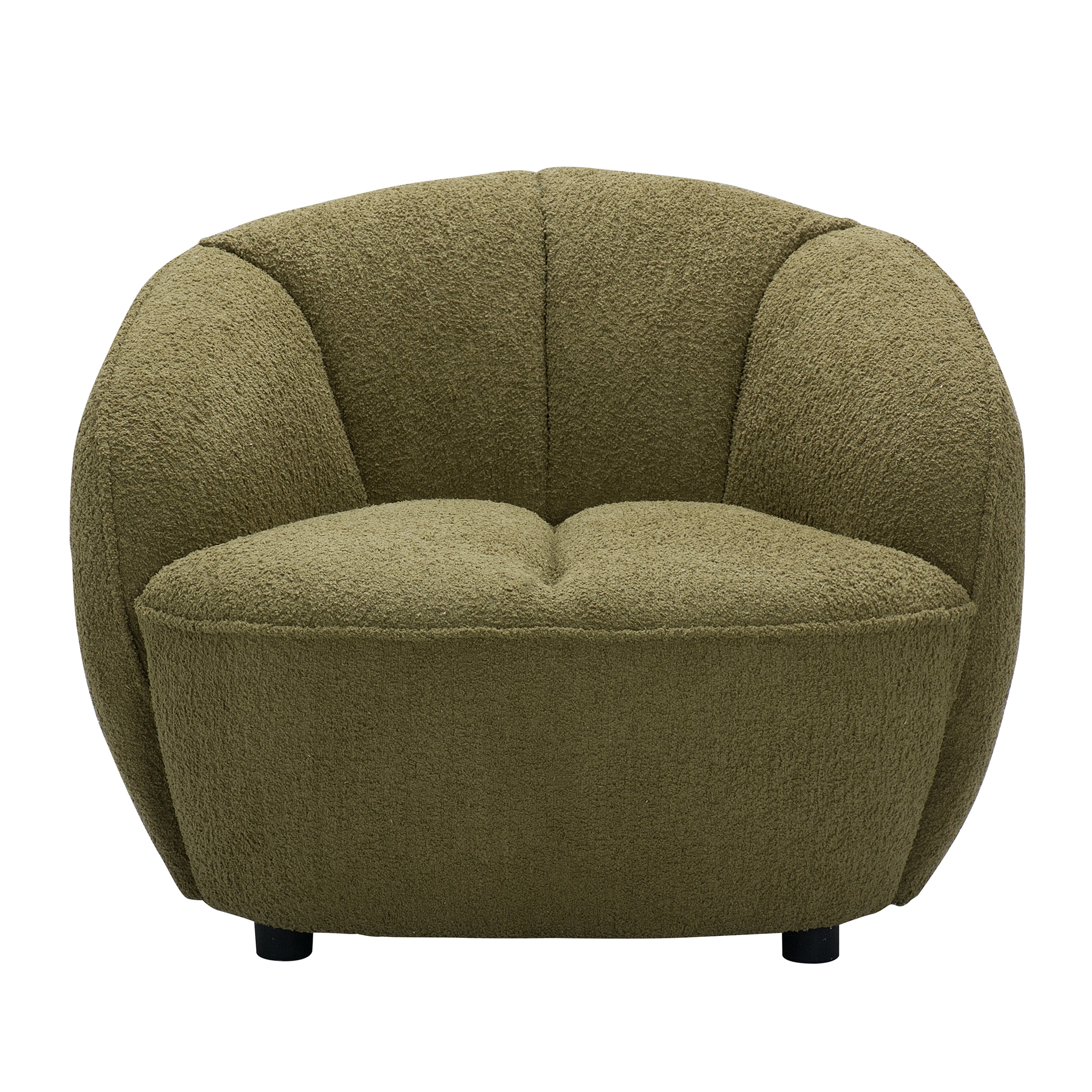 Mossea 35 in. Woolly Upholstered Barrel Armchair in Moss Green-Furniture > Chairs > Armchairs, Recliners & Sleeper Chairs > Armchairs-DECOROLALA