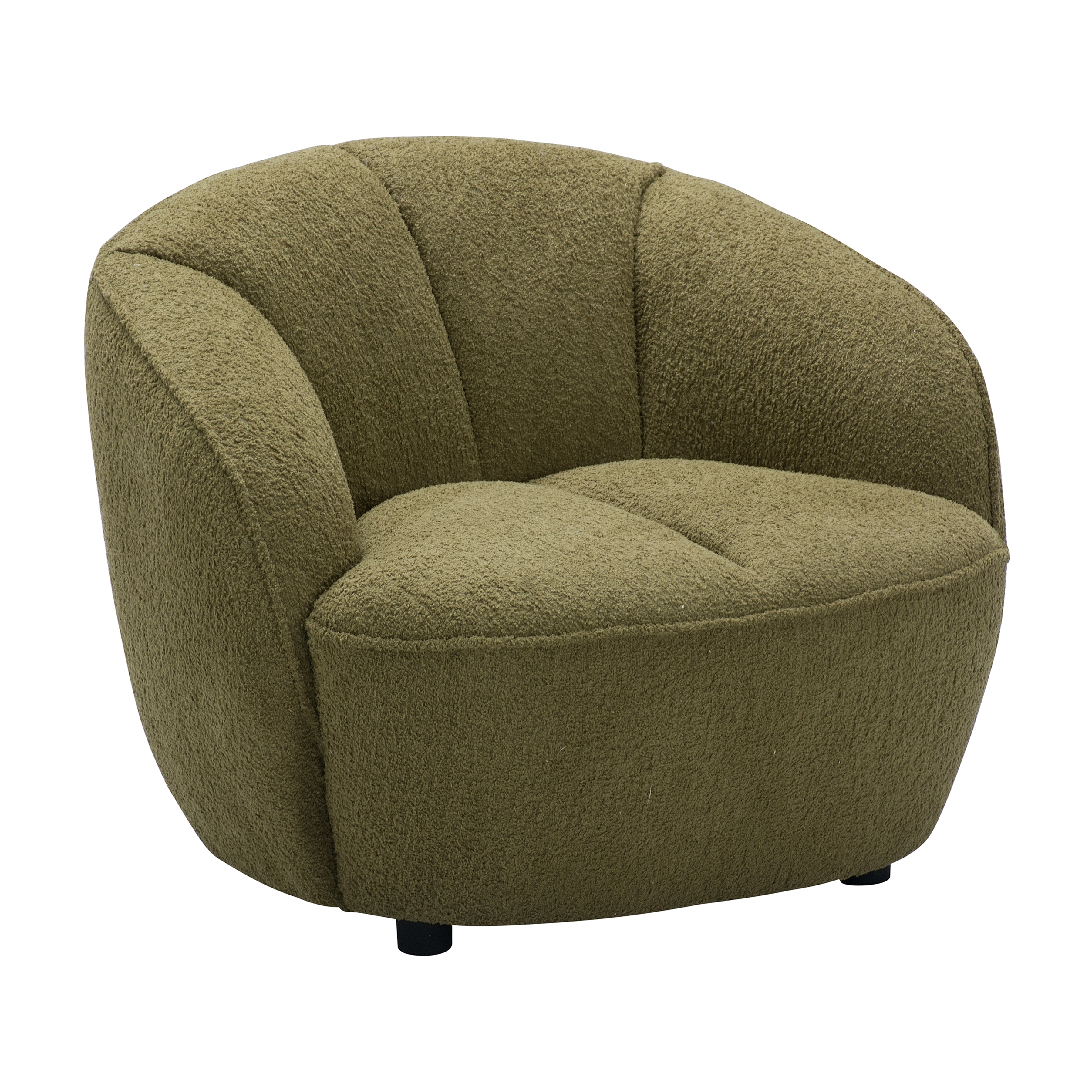 Mossea 35 in. Woolly Upholstered Barrel Armchair in Moss Green-Furniture > Chairs > Armchairs, Recliners & Sleeper Chairs > Armchairs-DECOROLALA