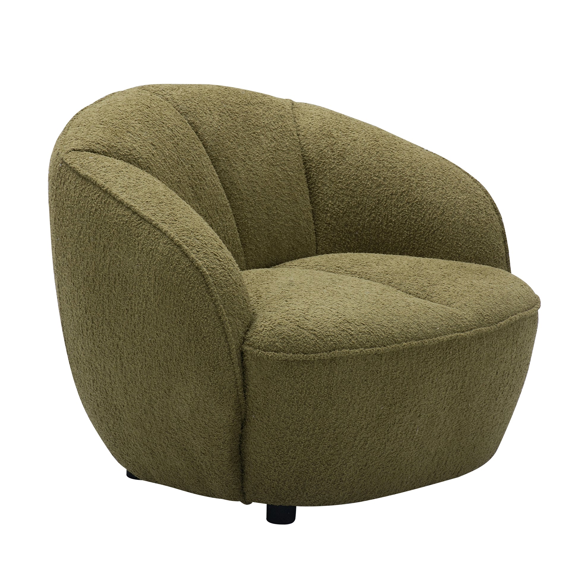 Mossea 35 in. Woolly Upholstered Barrel Armchair in Moss Green-Furniture > Chairs > Armchairs, Recliners & Sleeper Chairs > Armchairs-DECOROLALA