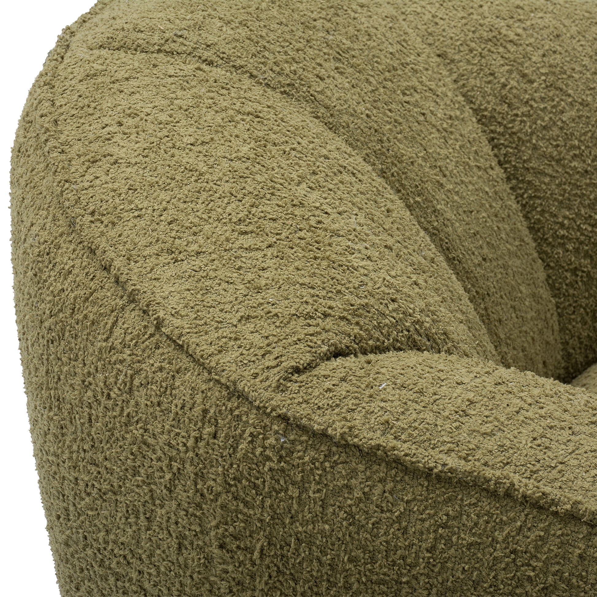 Mossea 35 in. Woolly Upholstered Barrel Armchair in Moss Green-Furniture > Chairs > Armchairs, Recliners & Sleeper Chairs > Armchairs-DECOROLALA