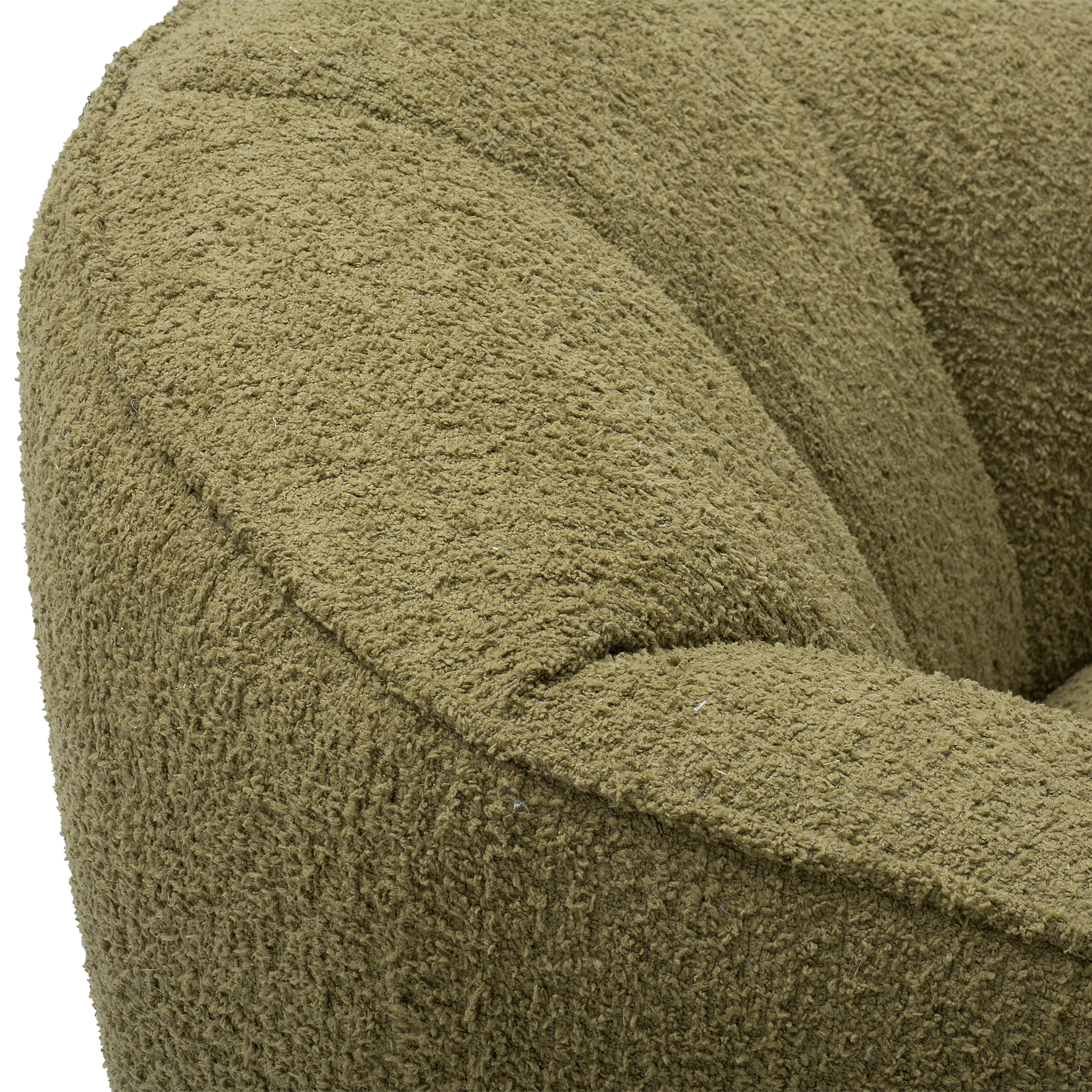 Mossea 35 in. Woolly Upholstered Barrel Armchair in Moss Green-Furniture > Chairs > Armchairs, Recliners & Sleeper Chairs > Armchairs-DECOROLALA