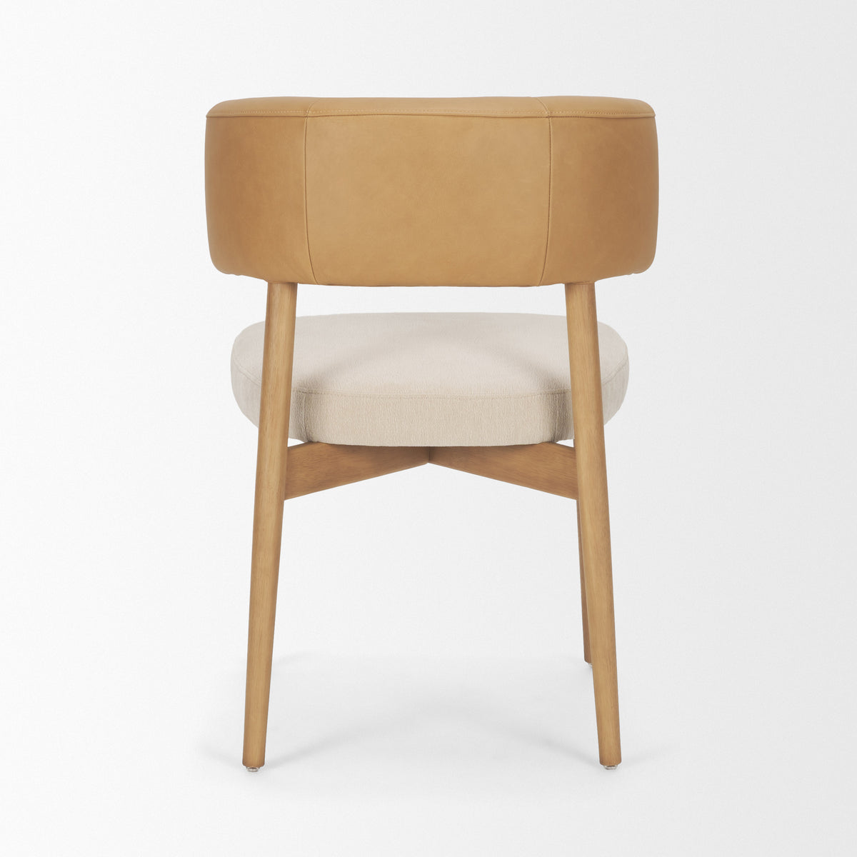 Motley Open Back Dining Side Chair | Cream Fabric w/ Brown Wood-Dining Chairs-DECOROLALA