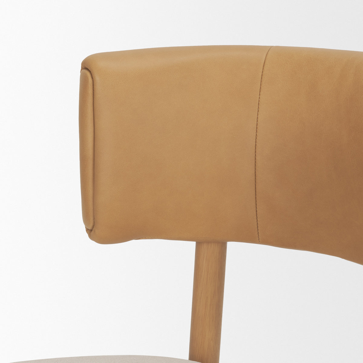 Motley Open Back Dining Side Chair | Cream Fabric w/ Brown Wood-Dining Chairs-DECOROLALA