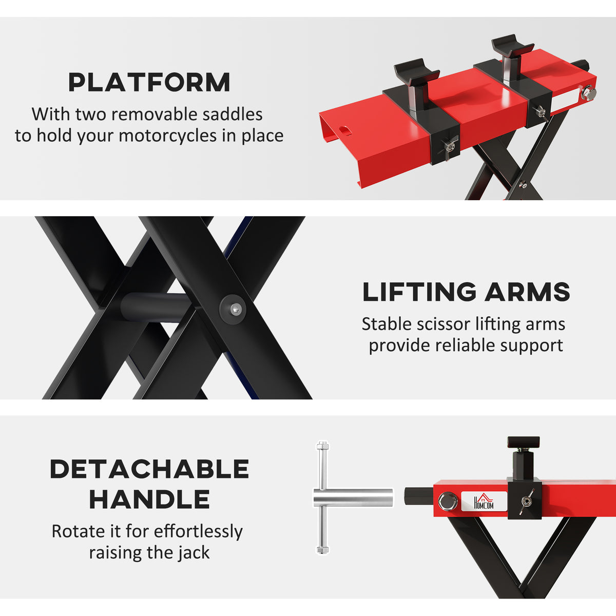 Motorcycle Scissor Lift Jack - 1100 lbs Steel Stand, Red-Home Improvement > Tools > Automotive-DECOROLALA