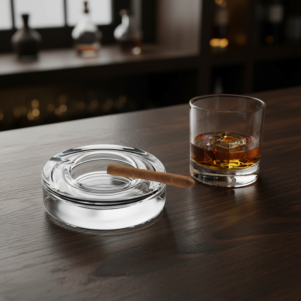 Mouth Blown European Crystal Cigar Ash Tray-Kitchen Accessories-DECOROLALA