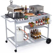 Movable Grill Table with 2 Spice Containers and Station for Backyard and BBQ-Black-Outdoor Grills-DECOROLALA