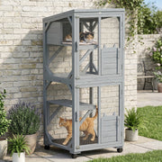 Movable Outdoor Catio Enclosure - Dark Grey 63" Fir Wood-Cats-DECOROLALA