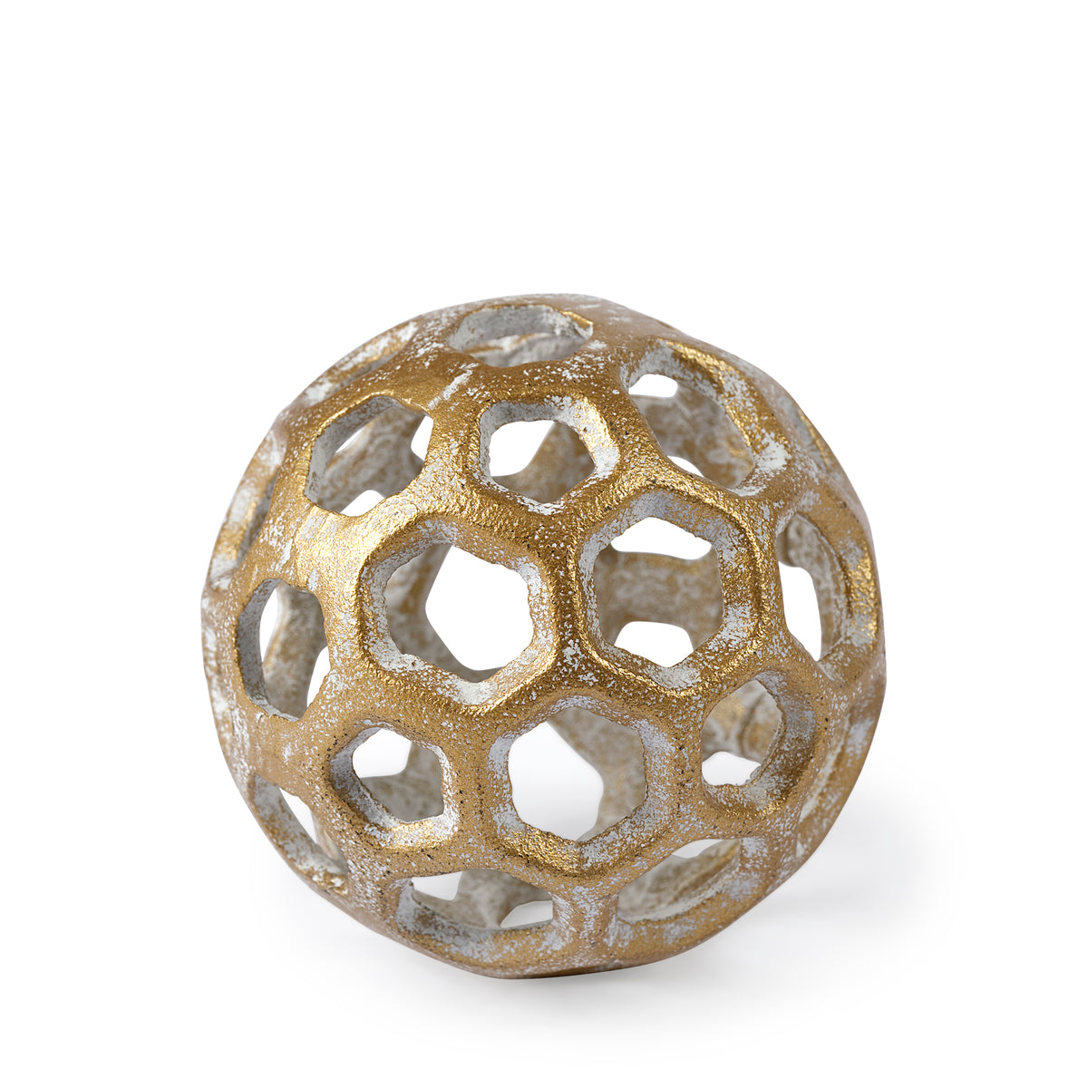 Moyer I Small Gold Metal Hollow Decorative Orb - 3"-Decorative Objects-DECOROLALA