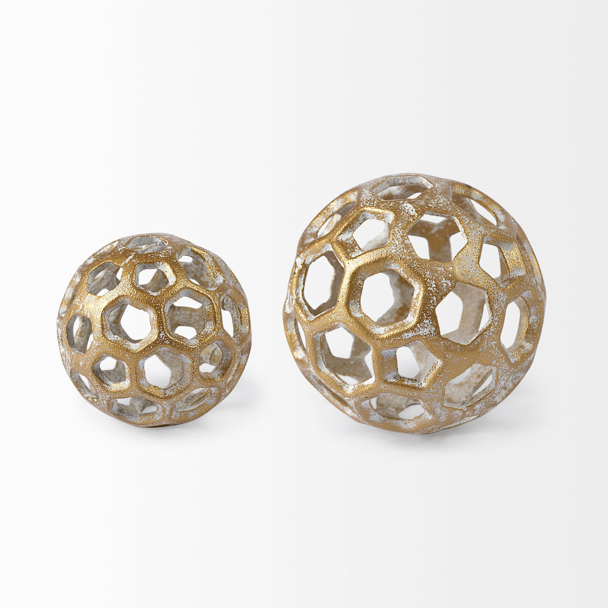 Moyer I Small Gold Metal Hollow Decorative Orb - 3"-Objects-DECOROLALA