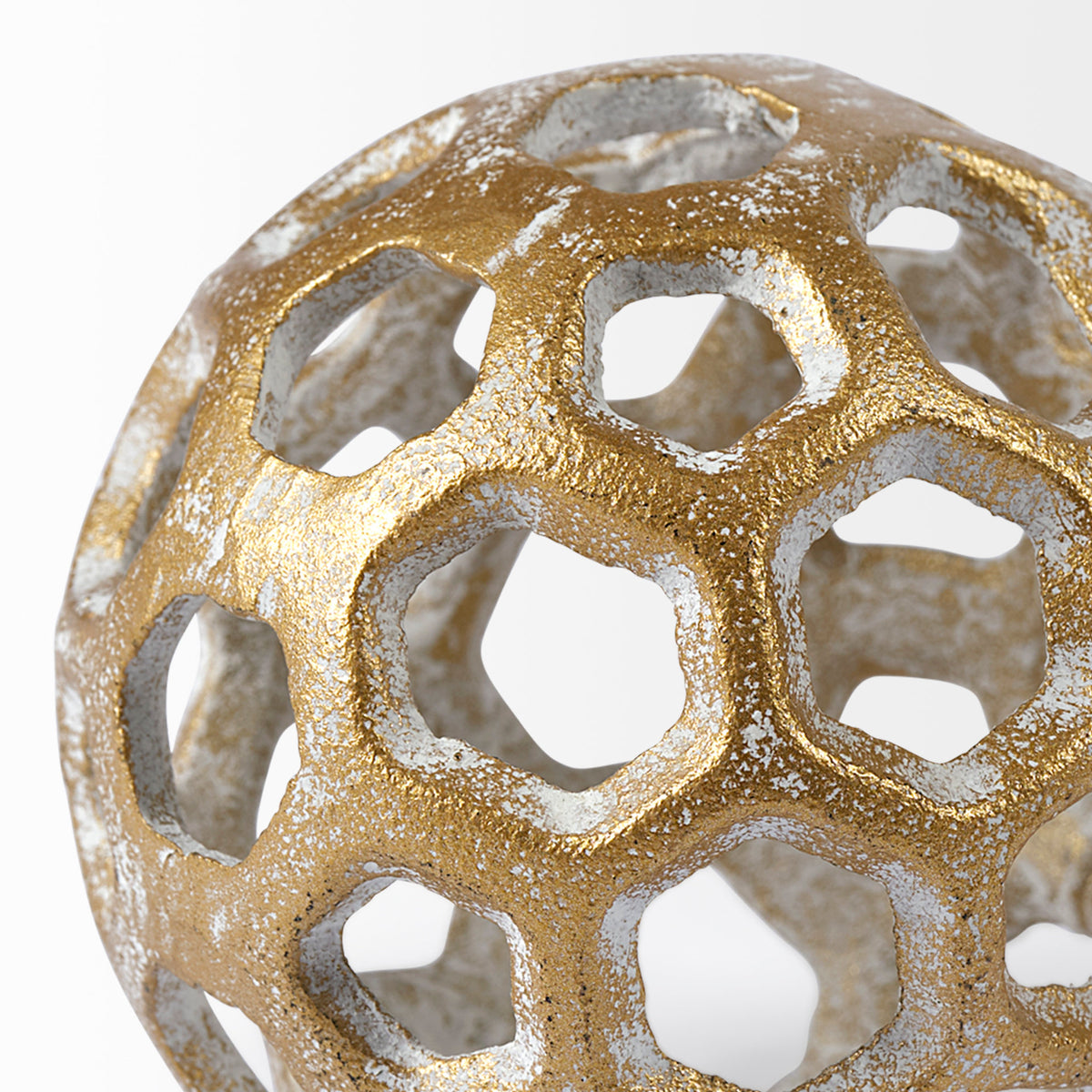 Moyer I Small Gold Metal Hollow Decorative Orb - 3"-Objects-DECOROLALA