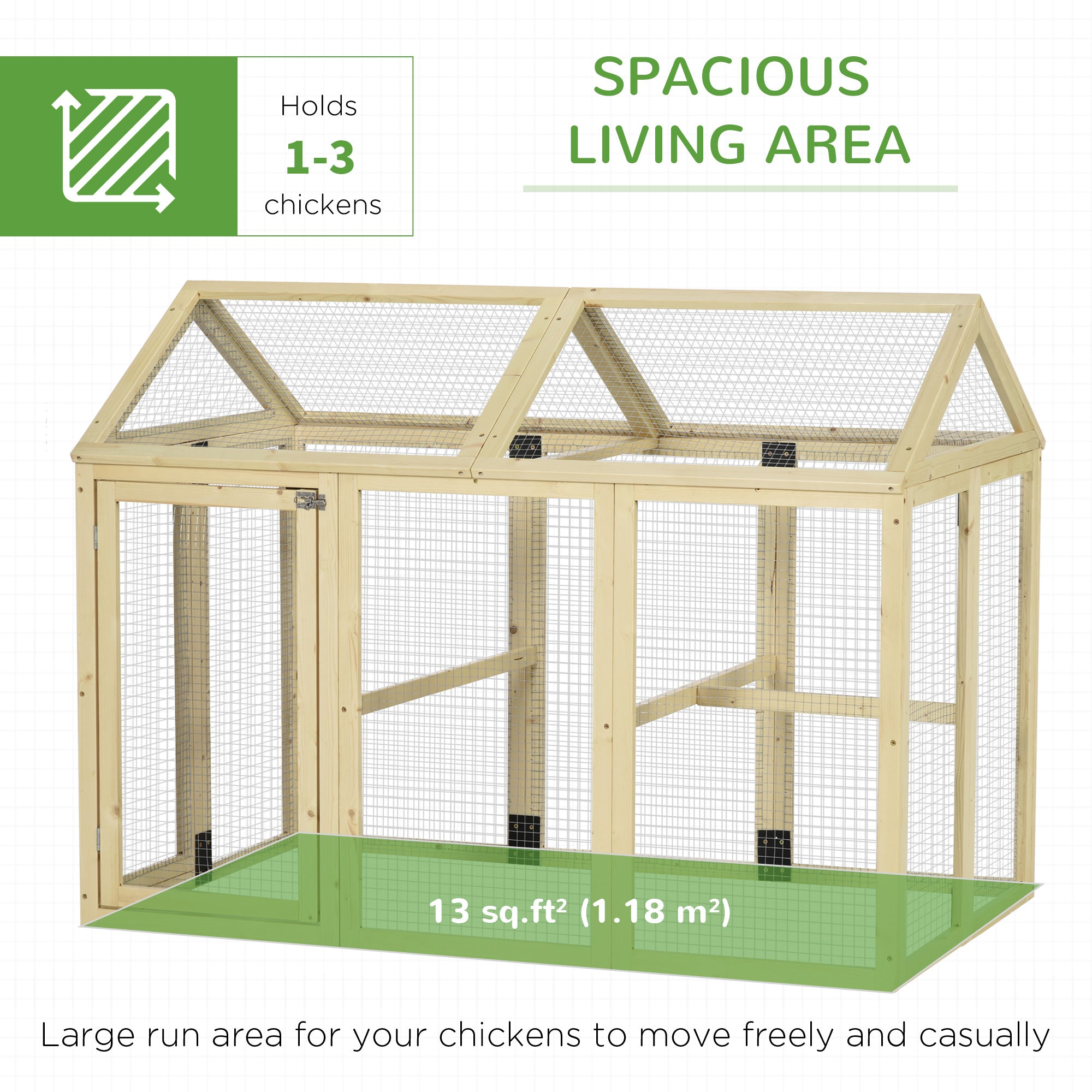 Chicken Run Expandable Outdoor Large Chicken Coop with 2 Doors and 3 Perches for 1–3 Chickens
