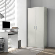 71" Metal Storage Cabinet - 2-Door Locking White Steel