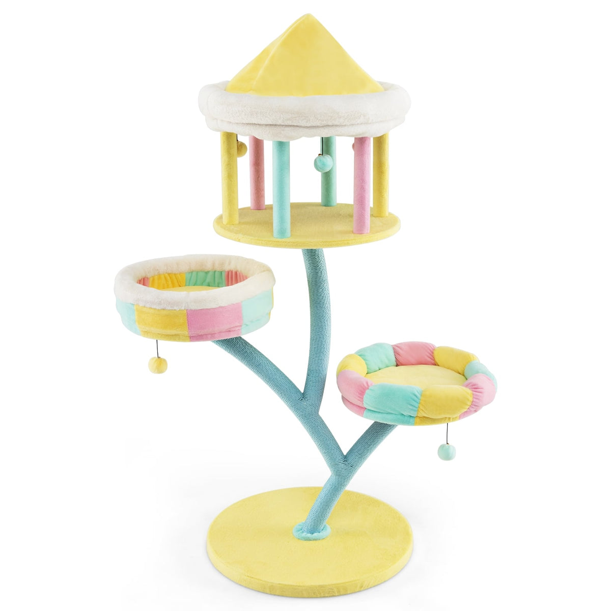 Multi-Layer Cat Tree with 2 Removable Perches Scratching Posts-Color-Cat Trees & Scratchers-DECOROLALA