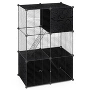 Multi-Level Cat Tower with 2-Door Condo and Hammock-Black-Cat Houses-DECOROLALA