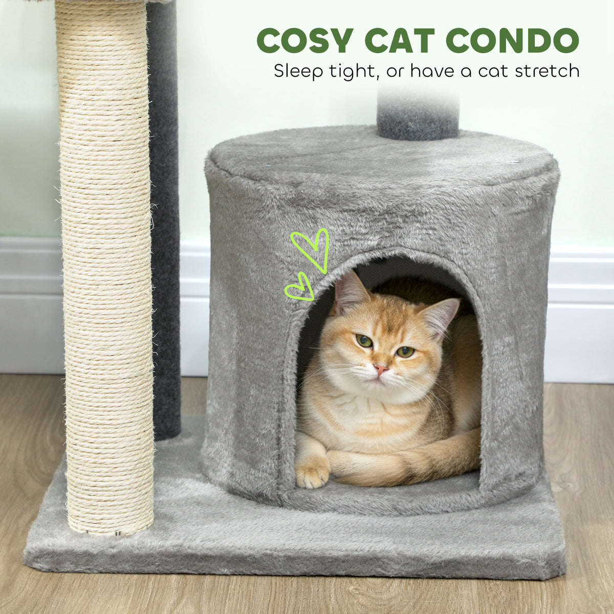 Multi-Level Cat Tree with Sisal Scratching Post - Grey 41"H-Cats-DECOROLALA