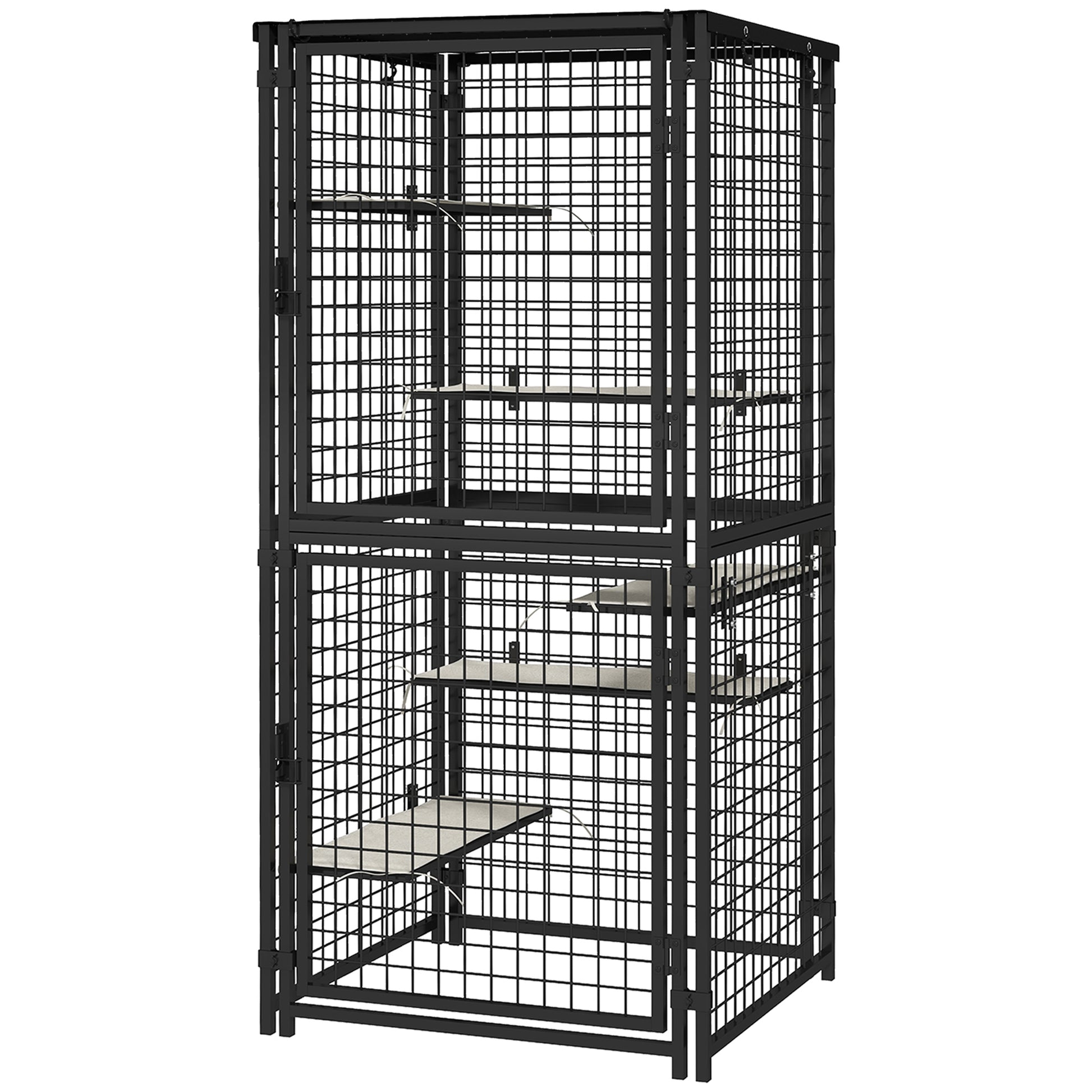 Multi-Level Outdoor Steel Catio Enclosure - Black 71"-DECOROLALA