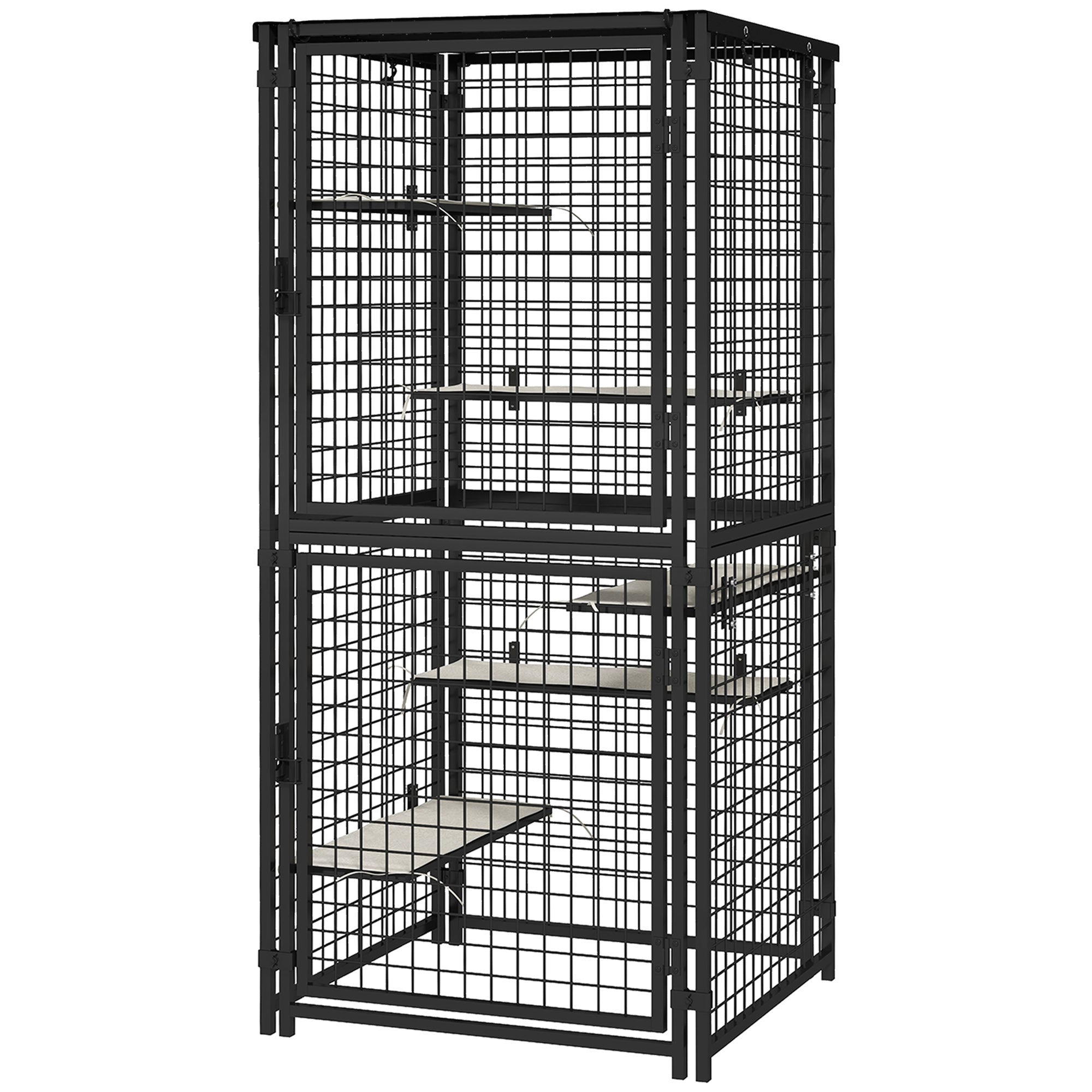 Multi-Level Outdoor Steel Catio Enclosure - Black 71"-DECOROLALA