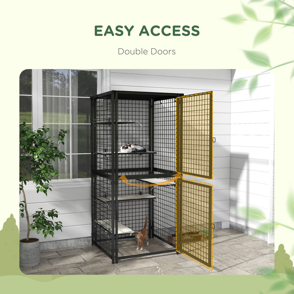 Multi-Level Steel Outdoor Catio Enclosure - Black 71" H-Cat Supplies-DECOROLALA