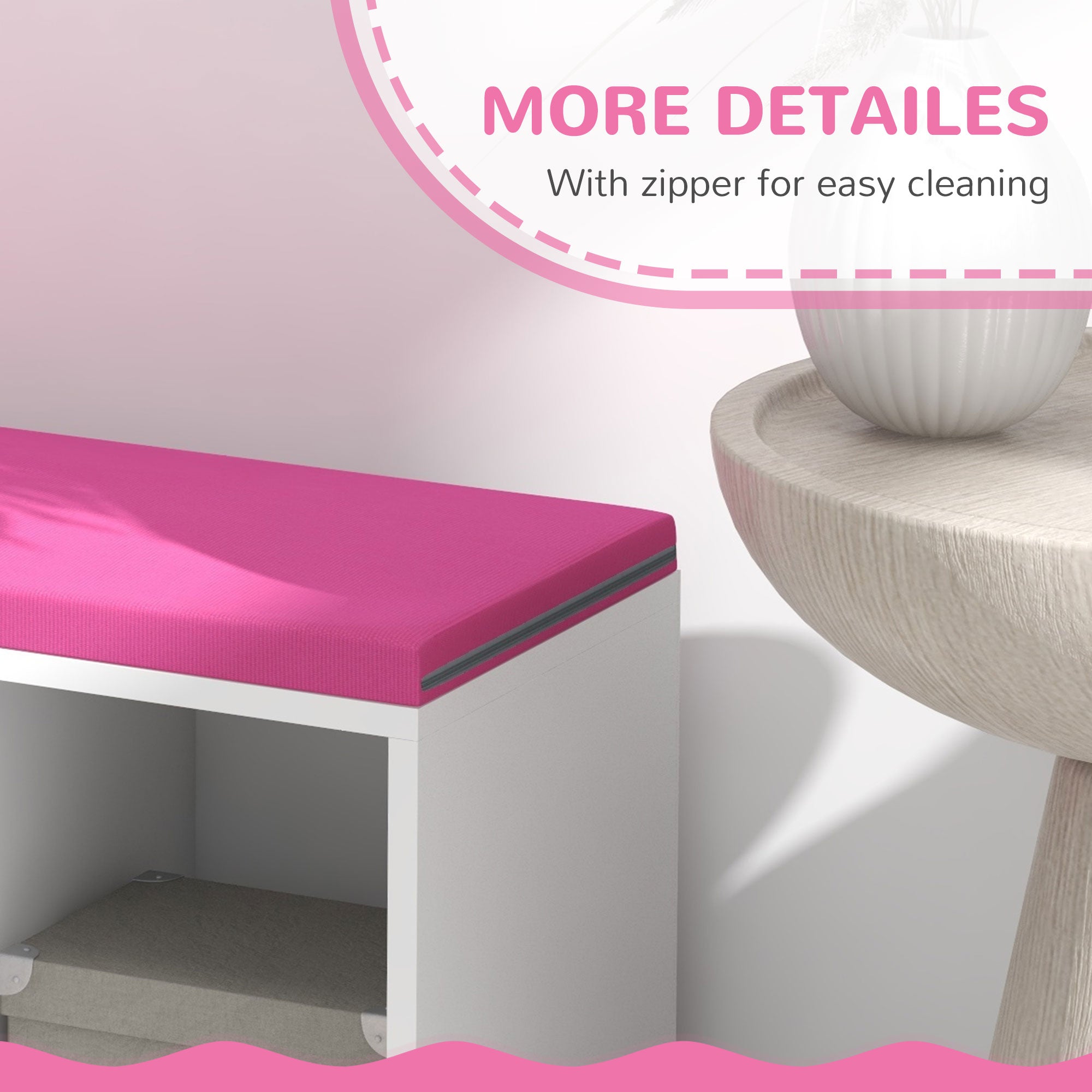 Multi-Purpose Bookshelf with 5 Cubes, 5-Cubby Bookcase with Cushioned Reading Nook and Storage Shelves, Pink-Home Furnishings > Storage & Organization > Bookshelves & Bookcases > Small Bookshelves-DECOROLALA