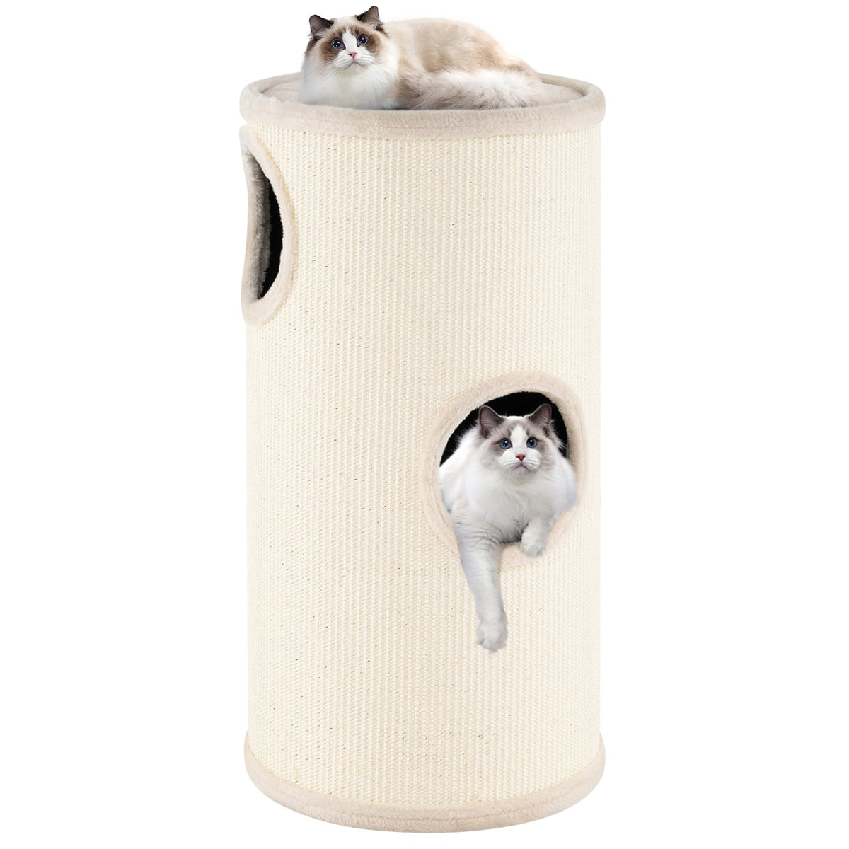 Multi-level Cat House with Sisal Scratching Pad-Beige-Cat Houses-DECOROLALA