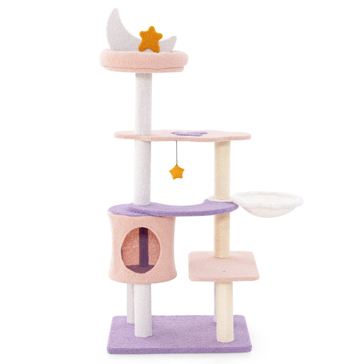Multi-level Cat Tower with Sisal Covered Scratching Posts-S-Cat Trees & Scratchers-DECOROLALA