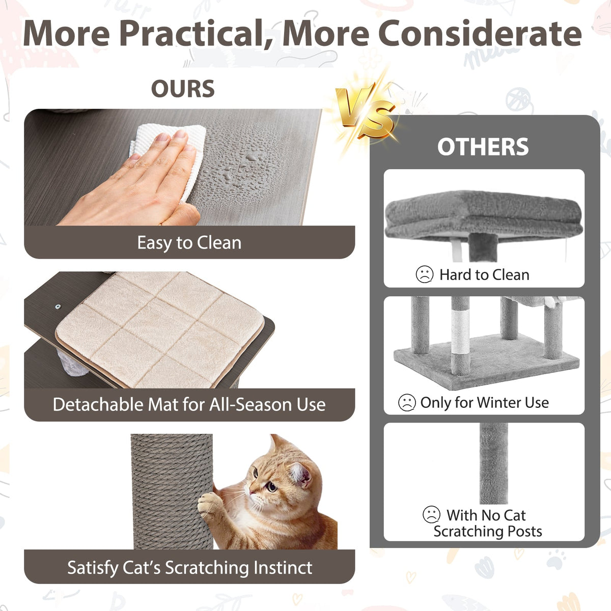 Multi-level Cat Tree for Indoor Cat 59.5 inch Tall Cat Tower with Cushion Top Perch-Gray-Cat Trees & Scratchers-DECOROLALA