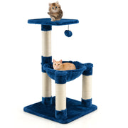 Multi-level Cat Tree with Scratching Posts and Cat Hammock-Blue-Cat Trees & Scratchers-DECOROLALA