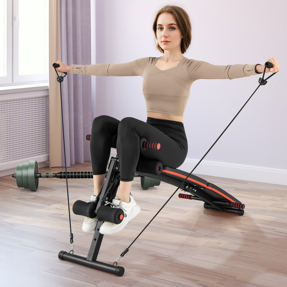 Multifunctional Sit up Bench 4 Position Adjustable Metal Workout Bench-Weight Lifting Benches, Racks & Bars-DECOROLALA