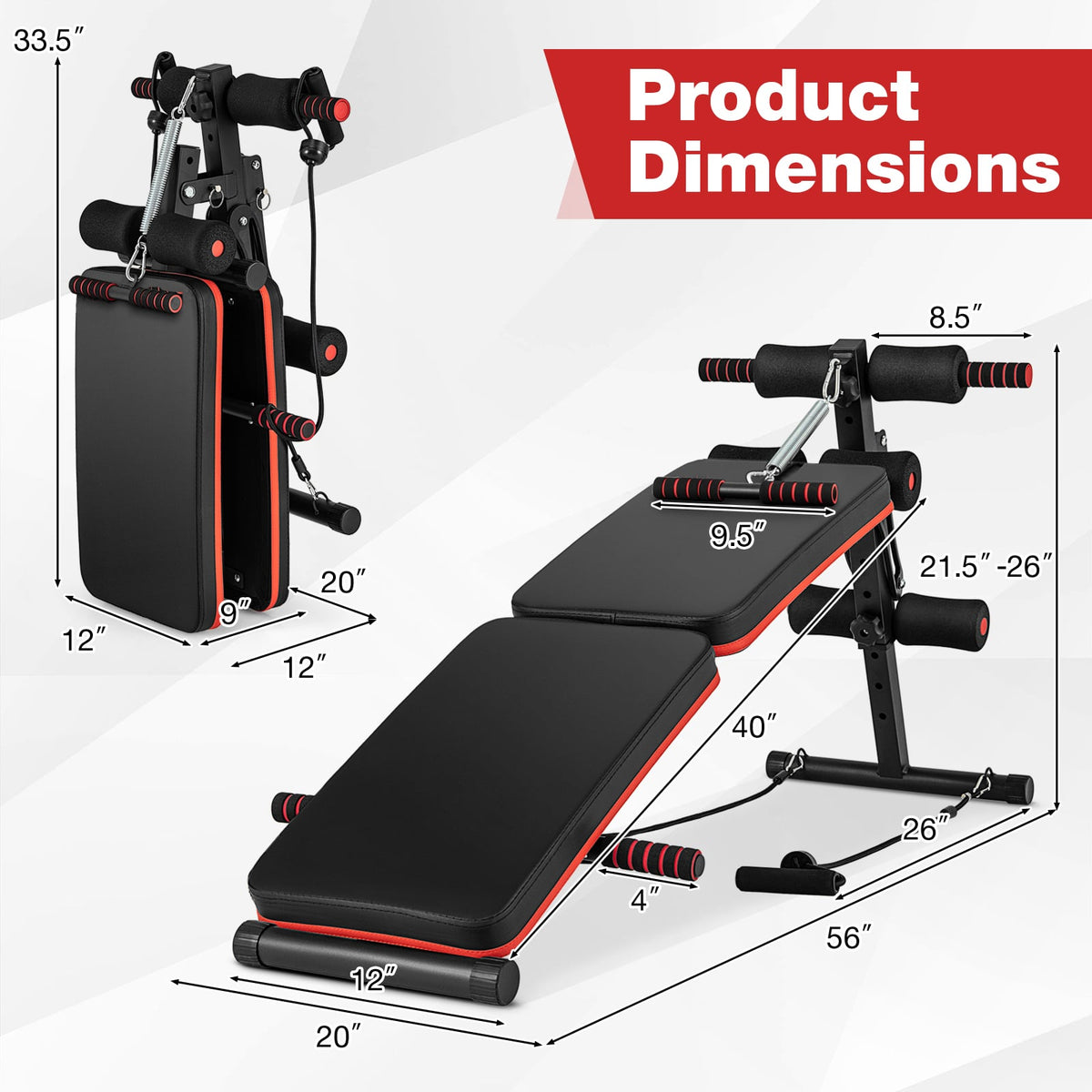 Multifunctional Sit up Bench 4 Position Adjustable Metal Workout Bench-Weight Lifting Benches, Racks & Bars-DECOROLALA