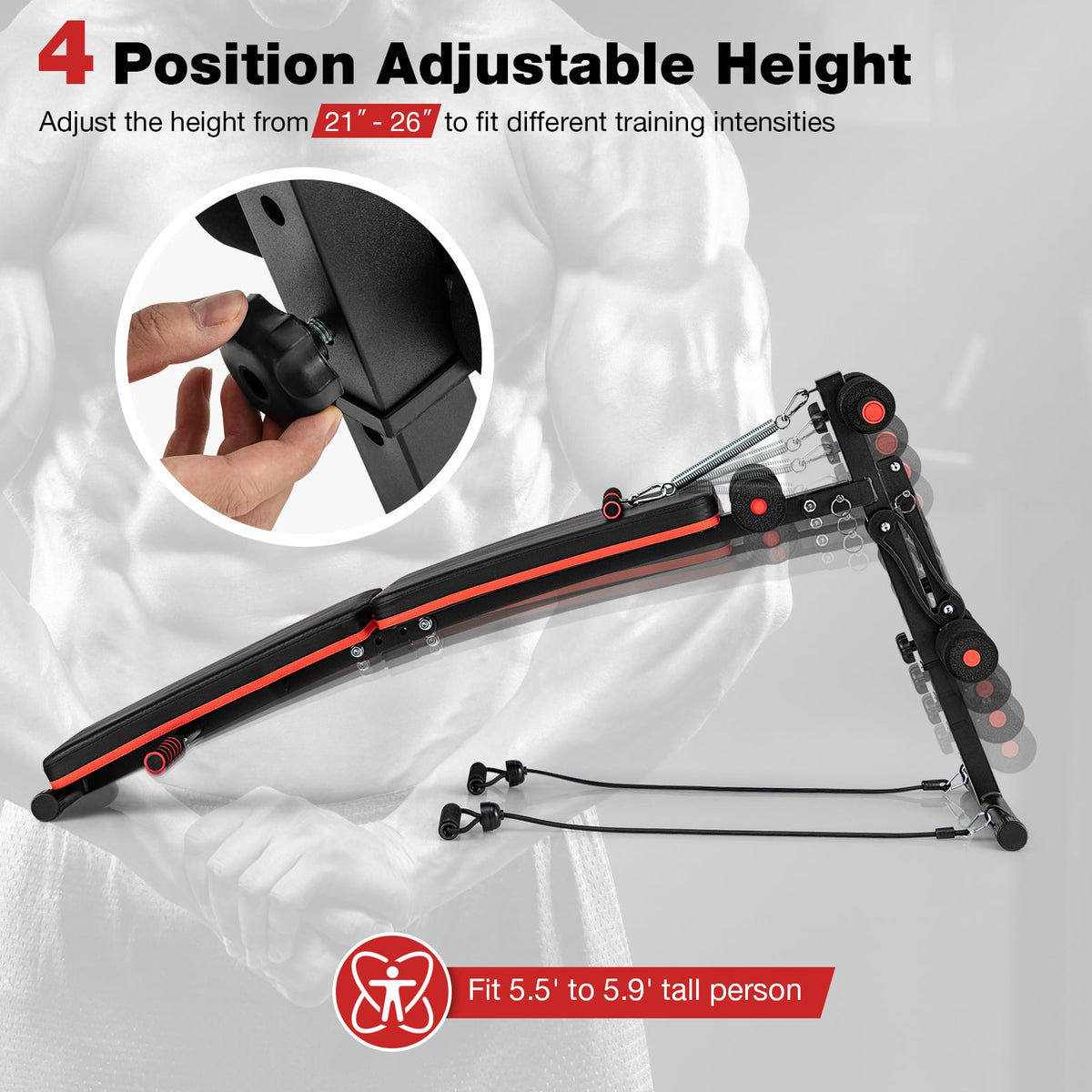 Multifunctional Sit up Bench 4 Position Adjustable Metal Workout Bench-Weight Lifting Benches, Racks & Bars-DECOROLALA