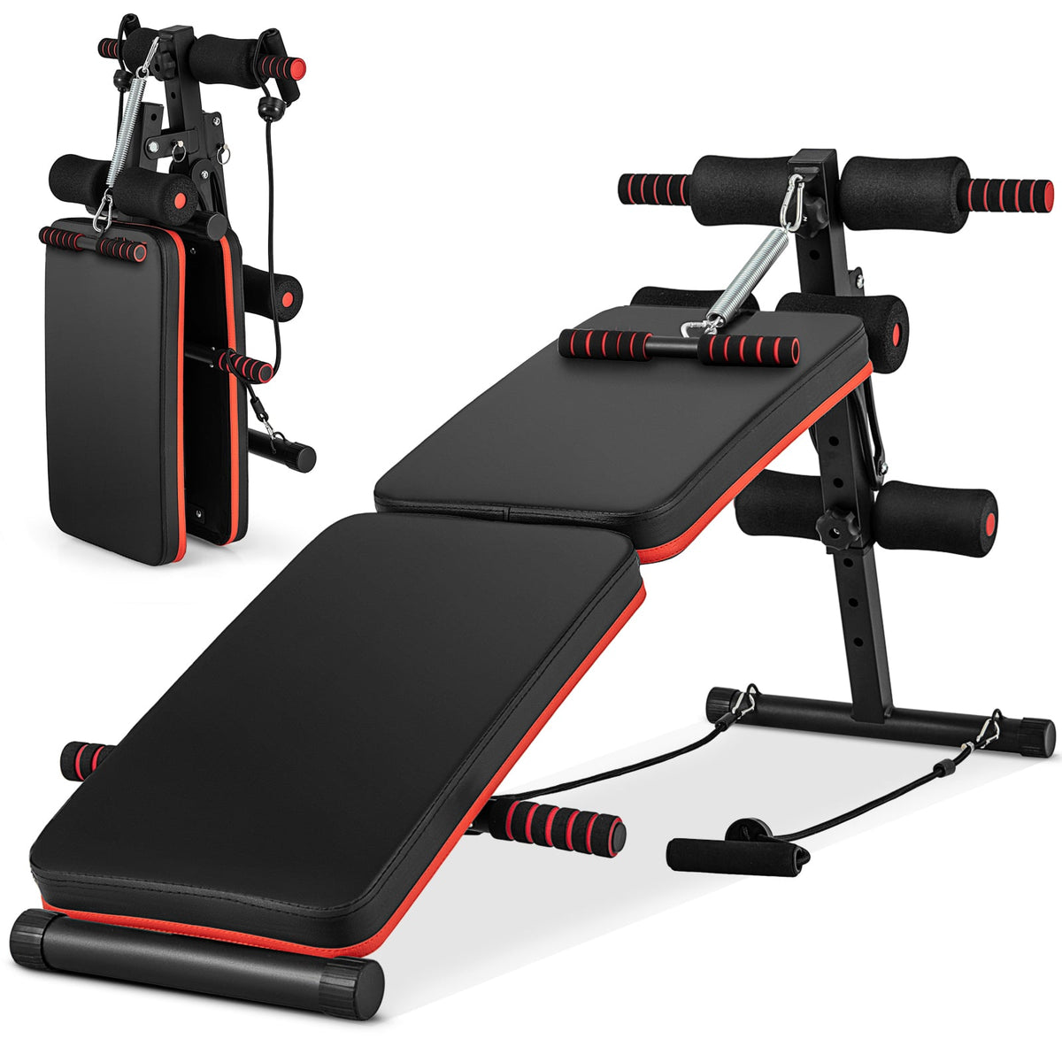 Multifunctional Sit up Bench 4 Position Adjustable Metal Workout Bench-Weight Lifting Benches, Racks & Bars-DECOROLALA