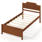 Multiple Size Solid Wood Platform Bed Frame with Headboard in Walnut-Beds & Bed Frames-DECOROLALA