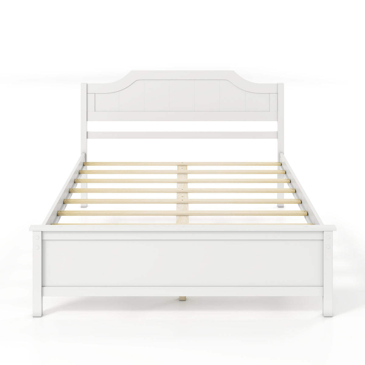 Multiple Size Solid Wood Platform Bed Frame with Headboard in White-Beds & Bed Frames-DECOROLALA