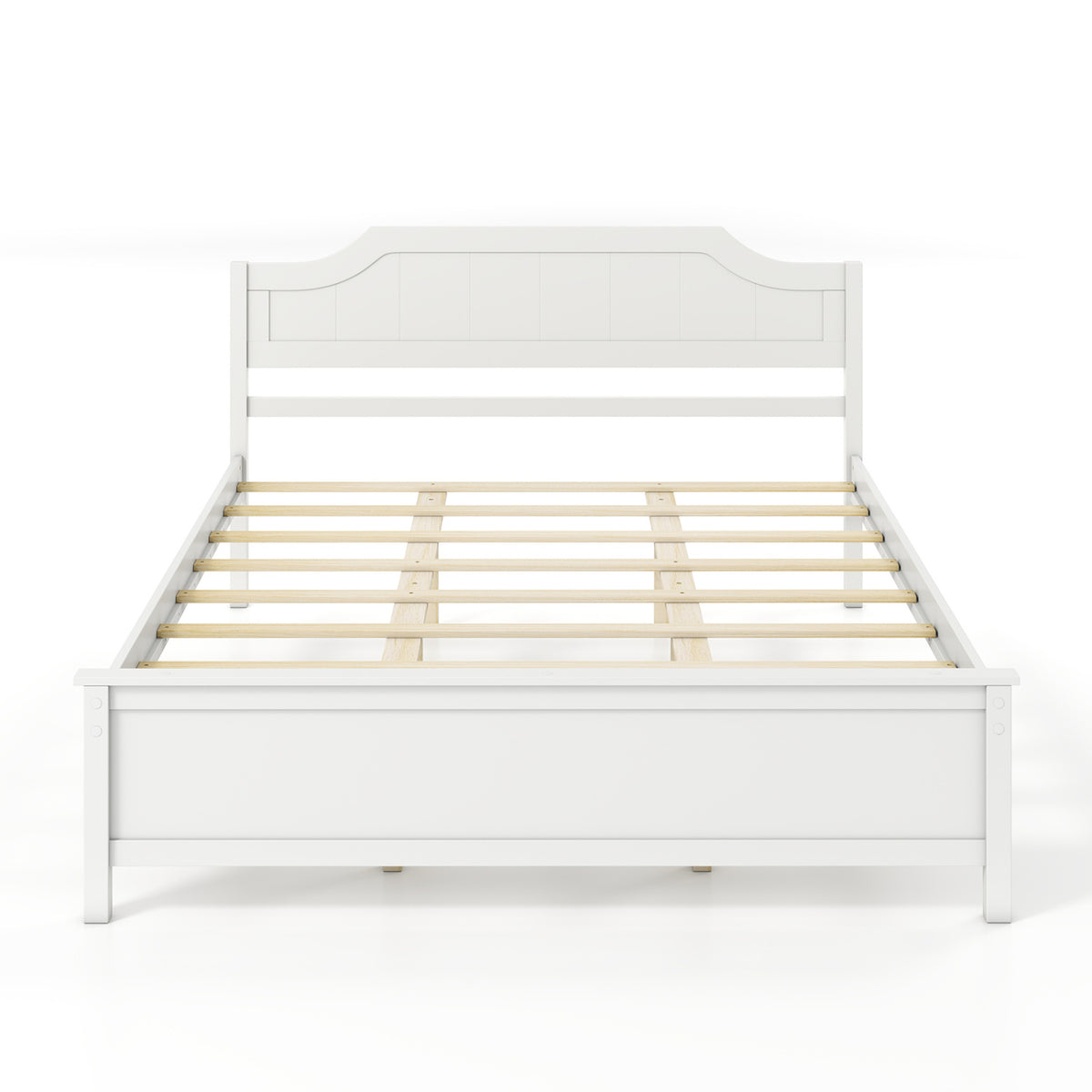 Multiple Size Solid Wood Platform Bed Frame with Headboard in White-Beds & Bed Frames-DECOROLALA